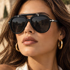 Zenta Rounded Aviator Sunglasses - Black - tortoiseshell - Eric Muller - Image 4