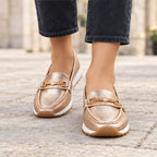 Zorina Women's Metallic Leather Platform Loafers - Champagne - wapfoot - Eric Muller - Image 3