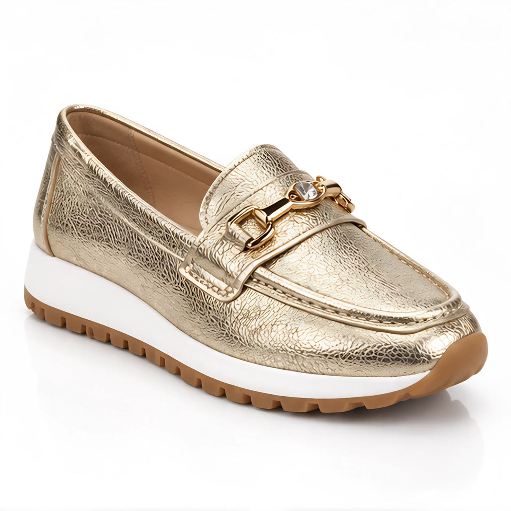 Zorina Women's Metallic Leather Platform Loafers - Gold - Footwear > Loafers > Platform Loafers - Eric Muller - Image 1