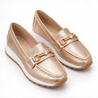 Zorina Women's Metallic Leather Platform Loafers - Champagne - wap - Eric Muller - Image 2