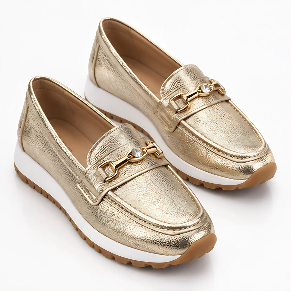 Zorina Women's Metallic Leather Platform Loafers - Gold - wap - Eric Muller - Image 2