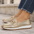 Zorina Women's Metallic Leather Platform Loafers - Gold - Flats - Eric Muller - Image 4