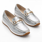 Zorina Women's Metallic Leather Platform Loafers - Silver - wap - Eric Muller - Image 2